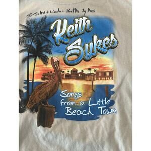 RARE Signed Keith Sykes Songs From a Little Beach Town Graphic Tee 🐚 Large 🎸